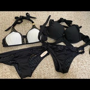 Victoria’s Secret Bikini Sets S M 32D Black White